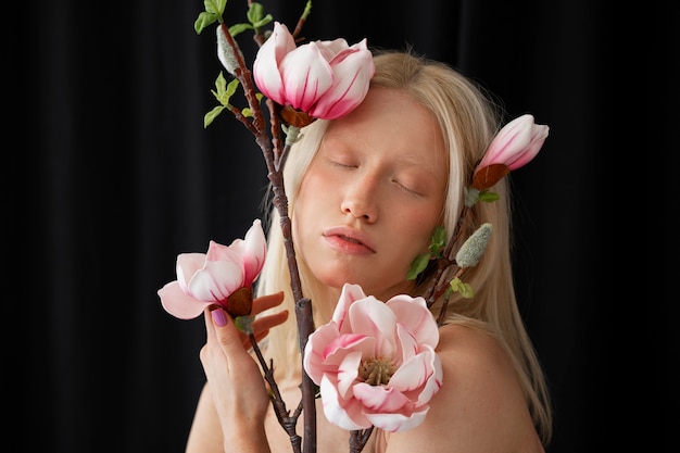 Portrait of beautiful albino woman