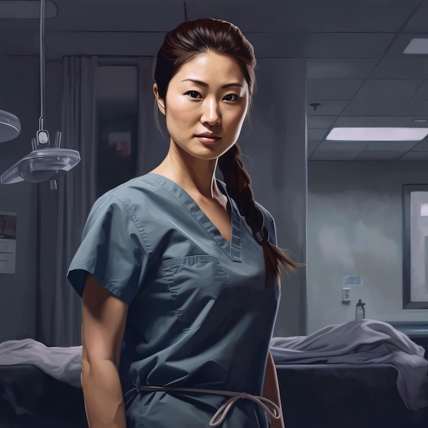 Portrait of a beautiful asian nurse in the operating room