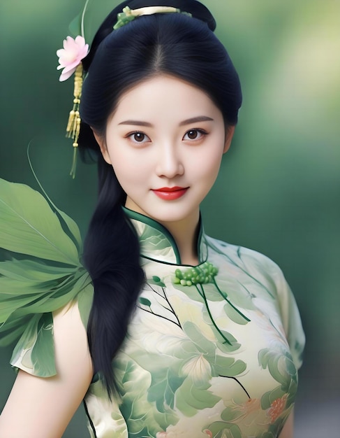 Portrait of a beautiful asian woman in traditional chinese dress