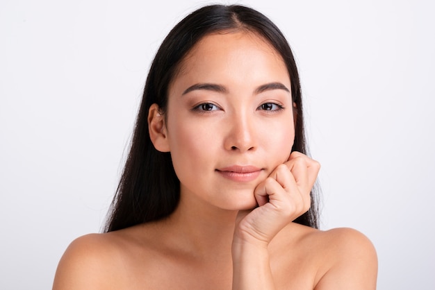 Portrait of beautiful asian woman with clear skin