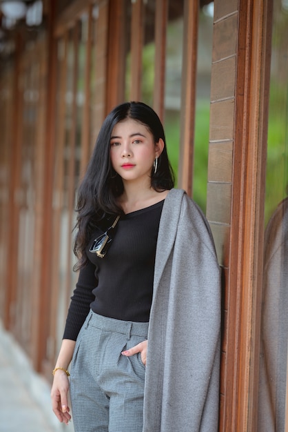 Portrait of beautiful asian young woman in the nature