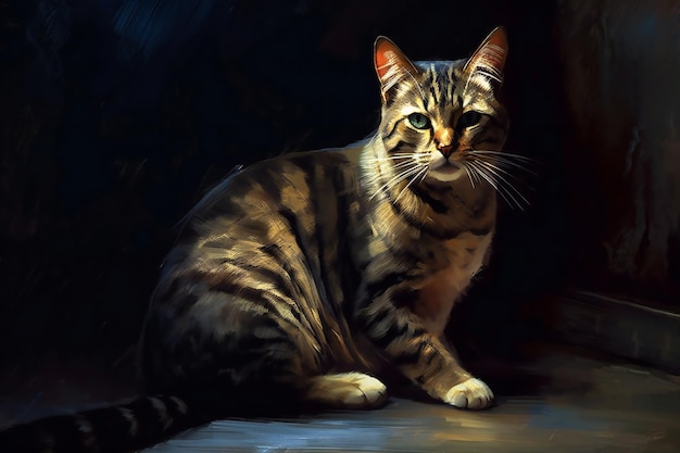 Portrait of a beautiful bengal cat on a dark background