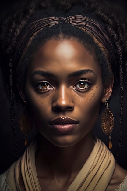 Portrait of beautiful black girl with black history month concept AIGenerated