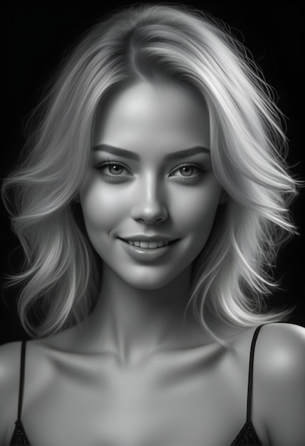 Portrait of a beautiful blonde woman with professional makeup on a black background