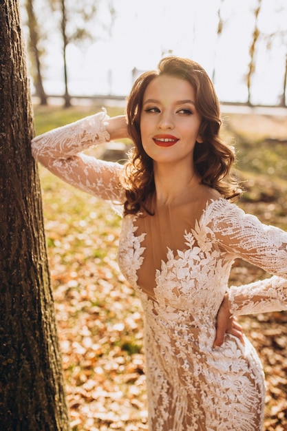 Portrait of a beautiful bride outdoors