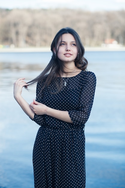 Portrait of a beautiful brunette.Beautiful smiling girl. Attractive Indian young women