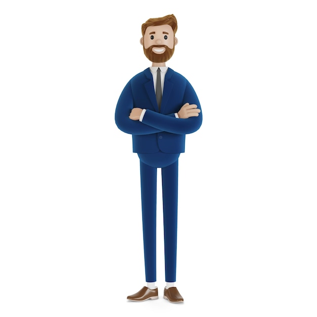 Portrait of a beautiful cartoon character in a suit. 3d illustration.