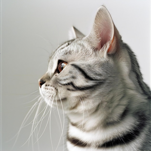 Portrait of a beautiful cat on a gray background Studio shot