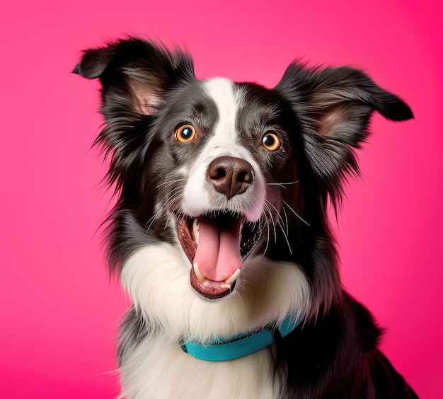 Portrait of Beautiful Cute Border Collie Dog extreme closeup Generative AI