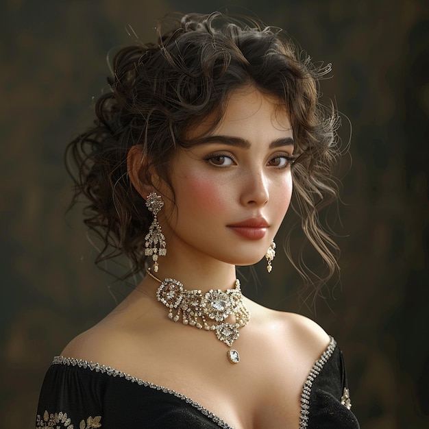 Portrait of a Beautiful Desi Girl with Curly Hair