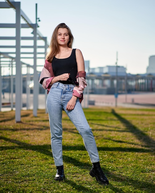 Portrait of beautiful fashionable young woman