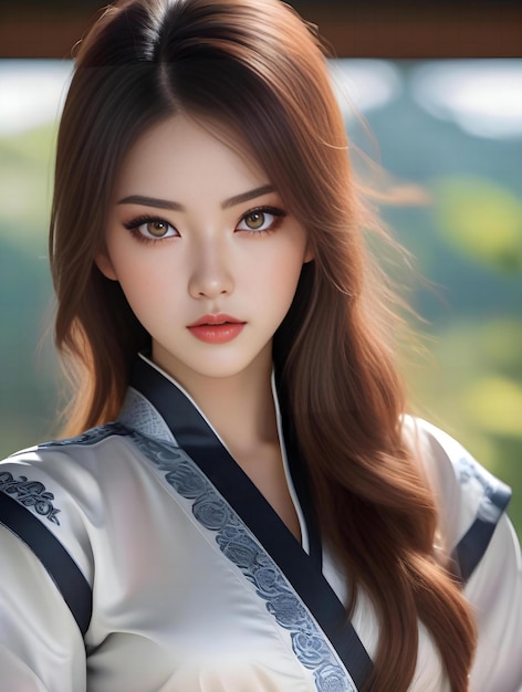 Portrait of a beautiful girl in a kimono