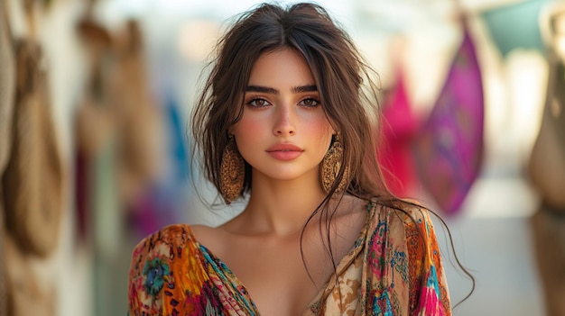 Portrait of a beautiful girl posing against a nice background