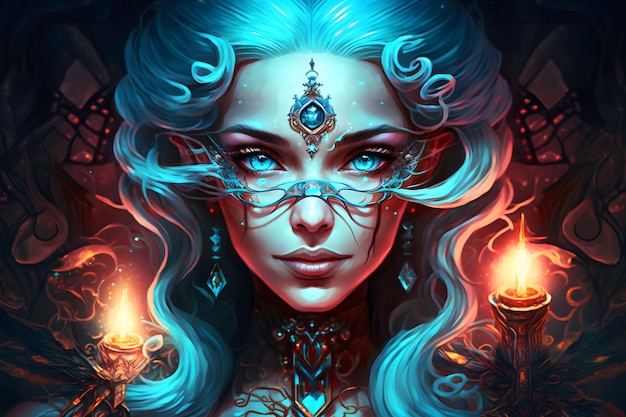 Portrait of a beautiful girl queen of diamonds fantasy dark goddess Neural network AI generated