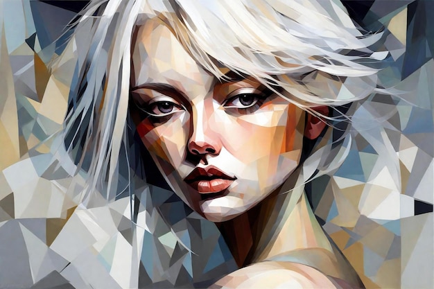 Portrait of a beautiful girl with blond hair Digital painting