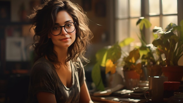 portrait of a beautiful girl with a cup of tea