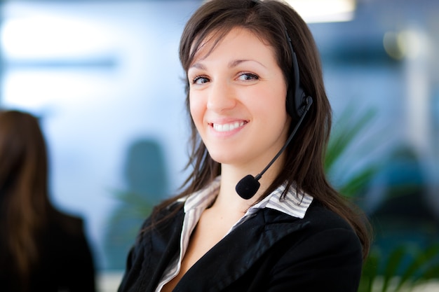 Portrait of a beautiful girl with headset