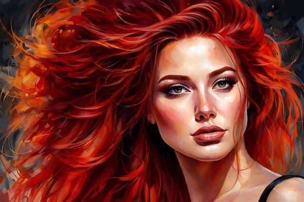 Portrait of a beautiful girl with red hair Portrait of a beautiful woman with red hair