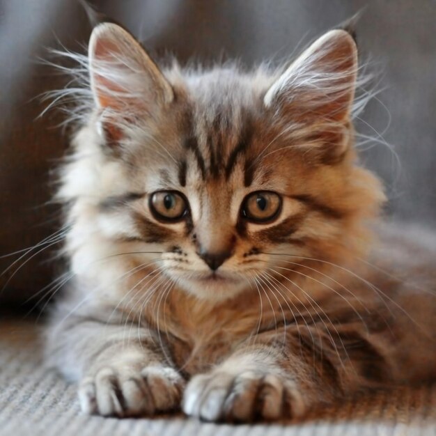 Portrait of a beautiful gray striped cat close up