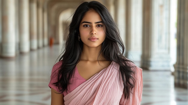 Photo portrait of a beautiful indian girl posing against a nice background