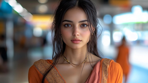 Photo portrait of a beautiful indian girl posing against a nice background