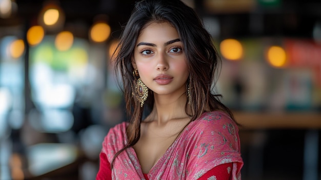 Photo portrait of a beautiful indian girl posing against a nice background