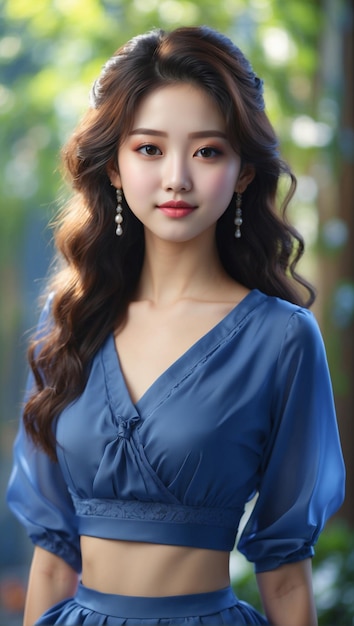 Portrait of Beautiful Korean Woman on blur background