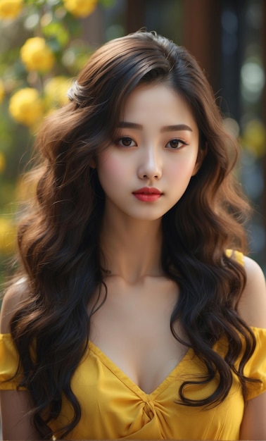 Portrait of Beautiful Korean Woman on blur background