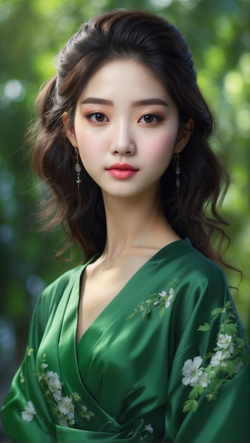 Portrait of Beautiful Korean Woman on blur background