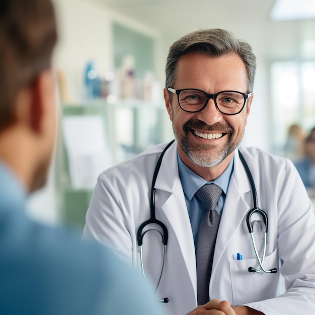 Portrait of beautiful mature doctor holding digital tablet and looking at camera