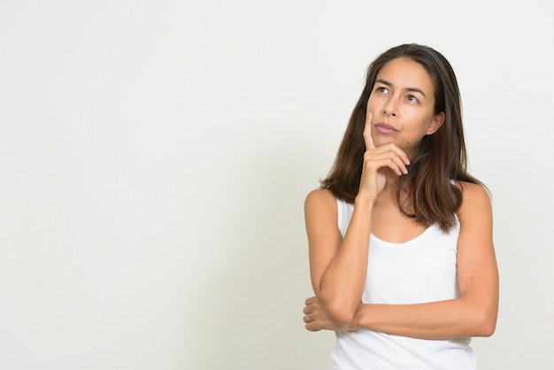 Portrait of beautiful multi ethnic woman thinking