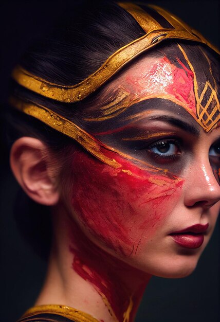 Portrait of a beautiful priestess with makeup Image of an ancient princess