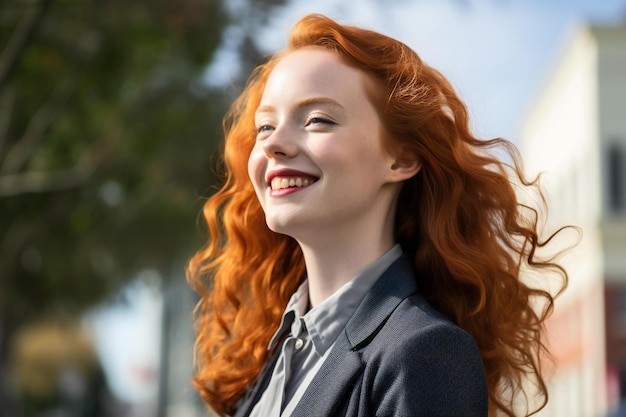 Portrait of a beautiful redhaired girl with freckles