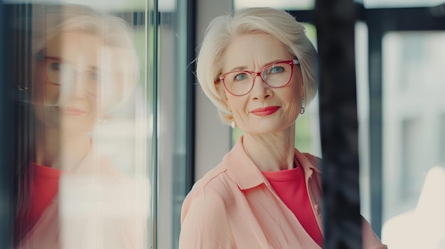 portrait of beautiful senior business woman with glasses