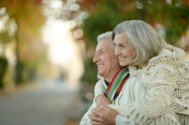 Portrait of beautiful senior couple in park