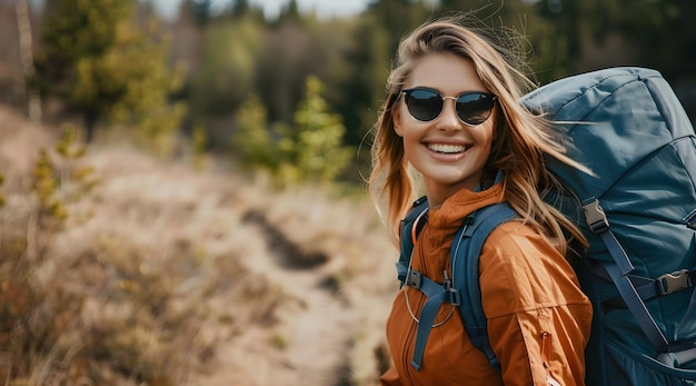 Portrait of beautiful smiling woman on hiking trail 1719172365 1