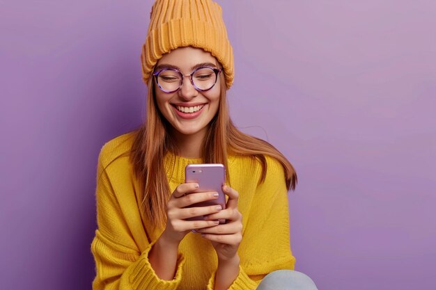 A Portrait of beautiful trendy cheerful girl sitting