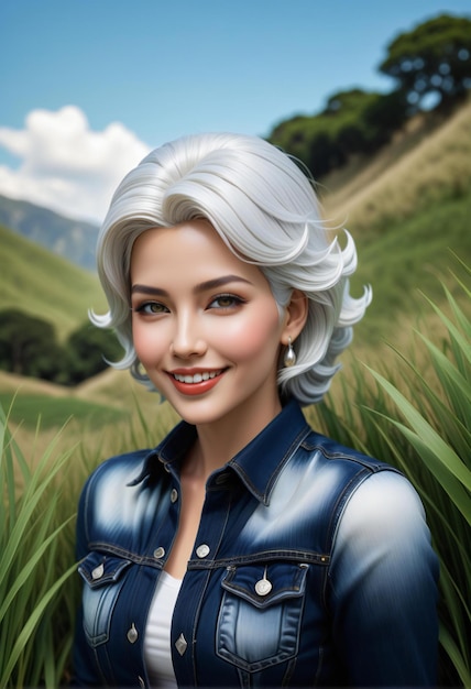 Portrait of a beautiful woman in the countryside Beauty fashion