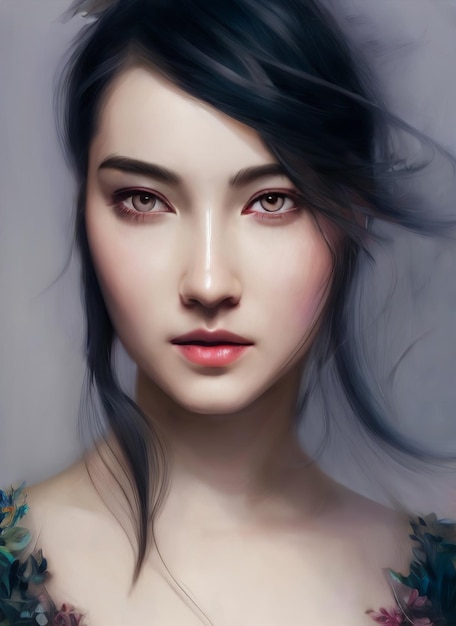 Portrait of a beautiful woman, Digital painting of a beautiful girl.