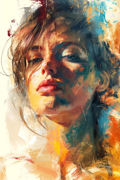 Portrait of beautiful woman Digital painting Oil painting style