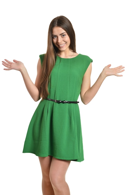 Portrait of Beautiful woman in green dress