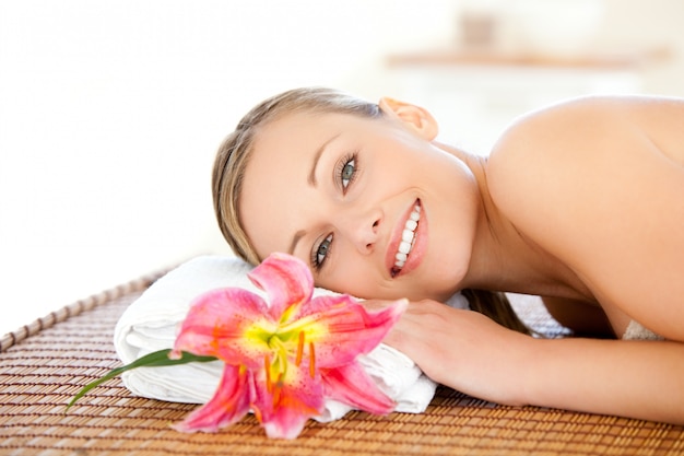 Portrait of a beautiful woman having a massage 