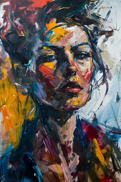 Portrait of a beautiful woman painted with oil on canvas Contemporary art