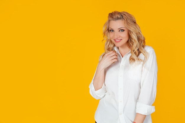 portrait beautiful woman wearing white shirt