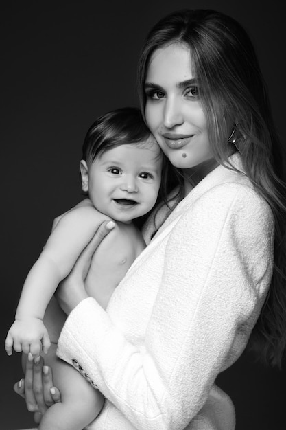 portrait of a beautiful woman with an adorable baby