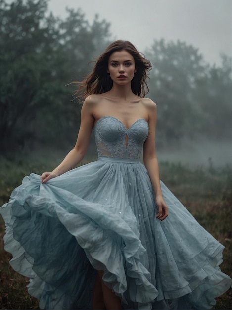 Portrait of a Beautiful Woman with Long Hair