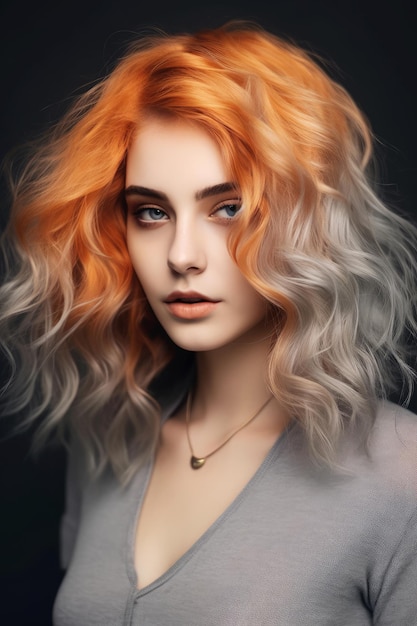 Portrait of a beautiful woman with orange hair