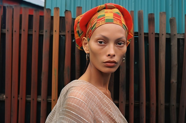 Portrait of a beautiful young african american woman in a headscarf