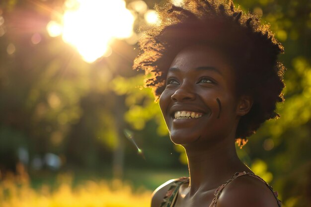 Portrait of a beautiful young african american woman smiling outdoors