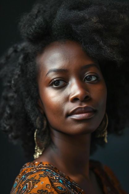 Portrait of a beautiful young African woman with afro hairstyle